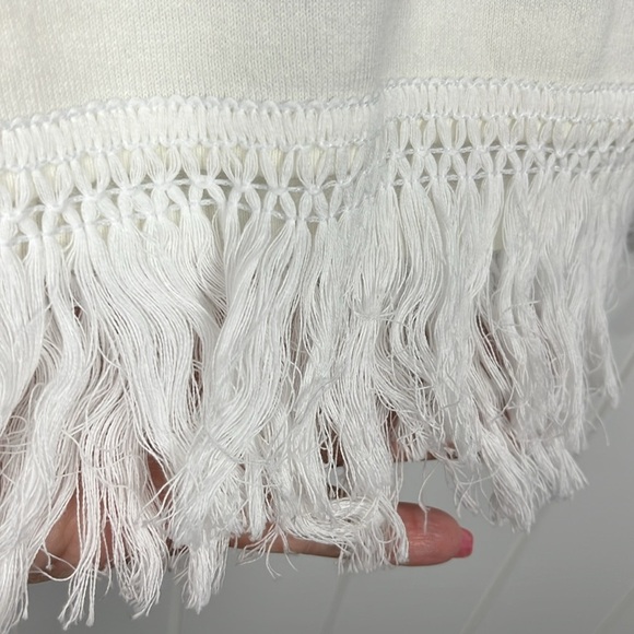 Sail to Sable Womens Sweater M Blue/White Stripes Sleeveless Fringe Hem Pullover - Picture 6 of 11